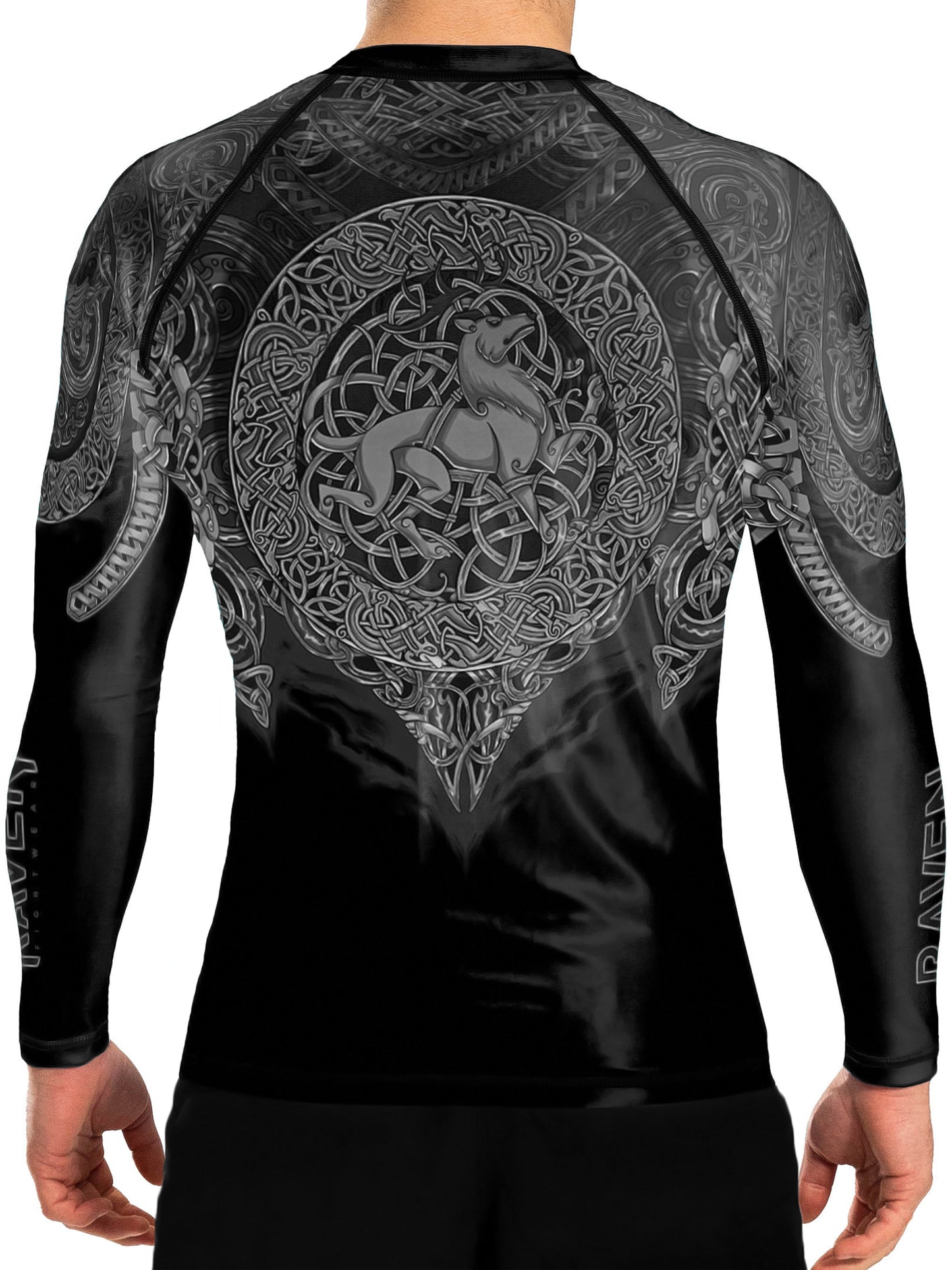 Raven Fightwear Men's Celtic Rash Guard BJJ MMA Black/Grey