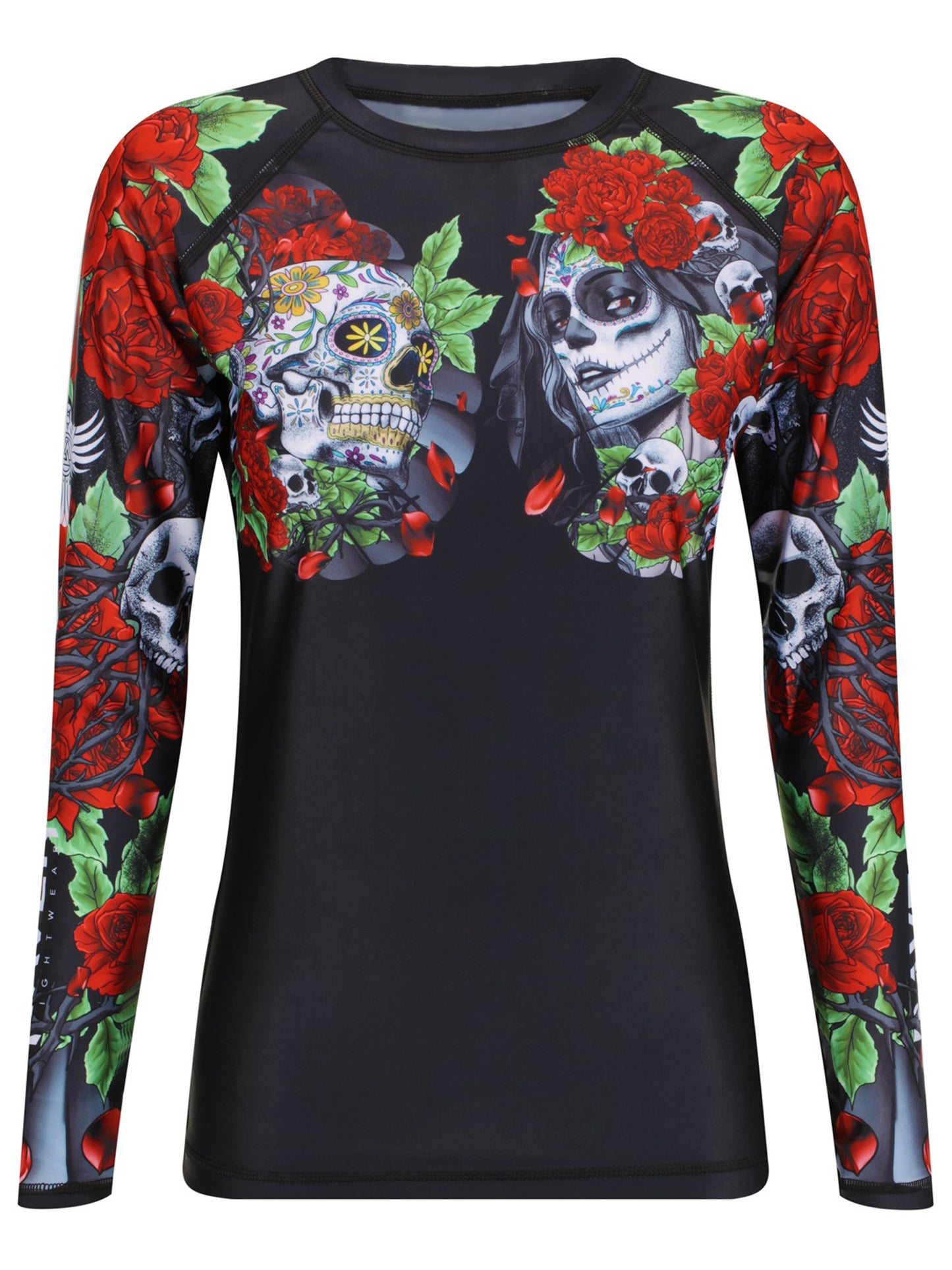 Raven Fightwear Women's Calaveras y Rosas BJJ Rash Guard MMA Black