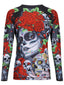 Raven Fightwear Women's Calaveras y Rosas BJJ Rash Guard MMA Black