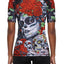 Raven Fightwear Women's Calaveras y Rosas Rash Guard Short Sleeve BJJ MMA Black