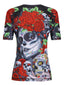 Raven Fightwear Women's Calaveras y Rosas Rash Guard Short Sleeve BJJ MMA Black