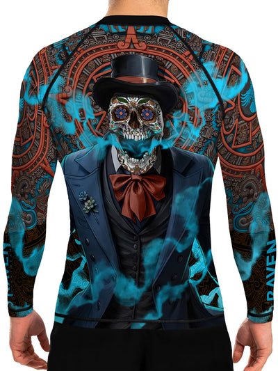 Raven Fightwear Men's El Catrin de los Muertos BJJ Rash Guard MMA Black