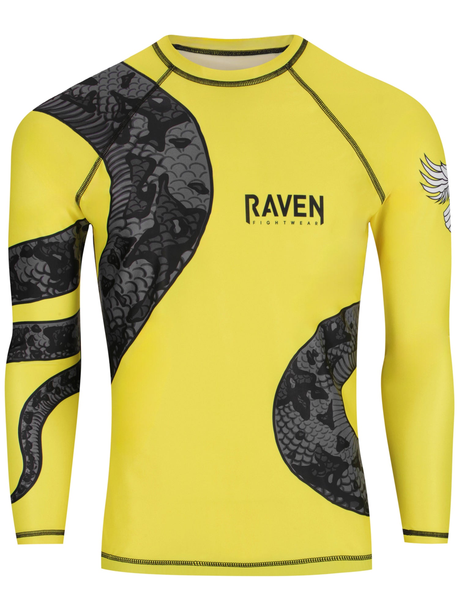 Raven Fightwear Men's Constrictor Snake BJJ Rash Guard MMA Yellow