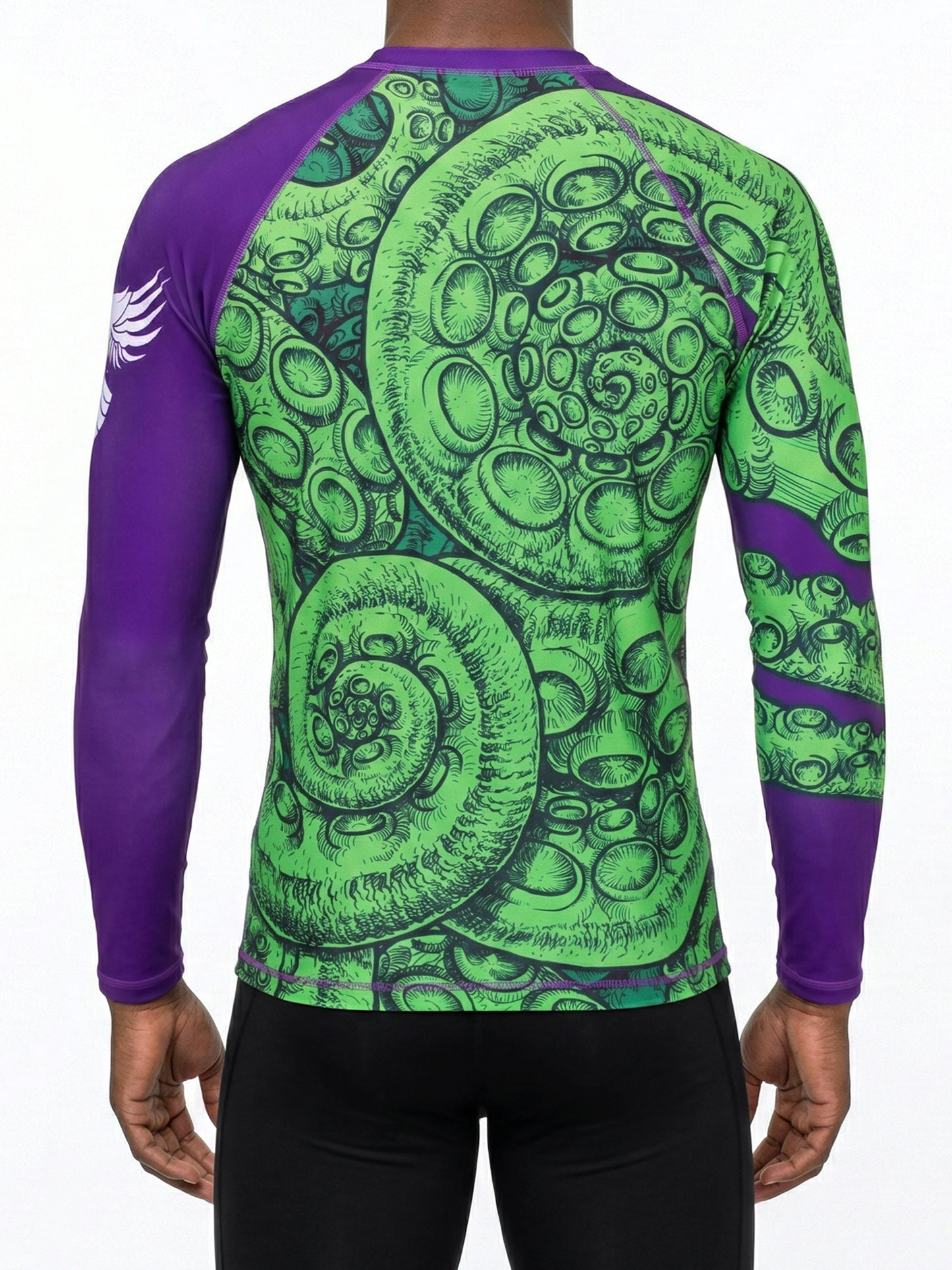 Raven Fightwear Men's Kraken Octopus BJJ Rash Guard MMA Purple/Green