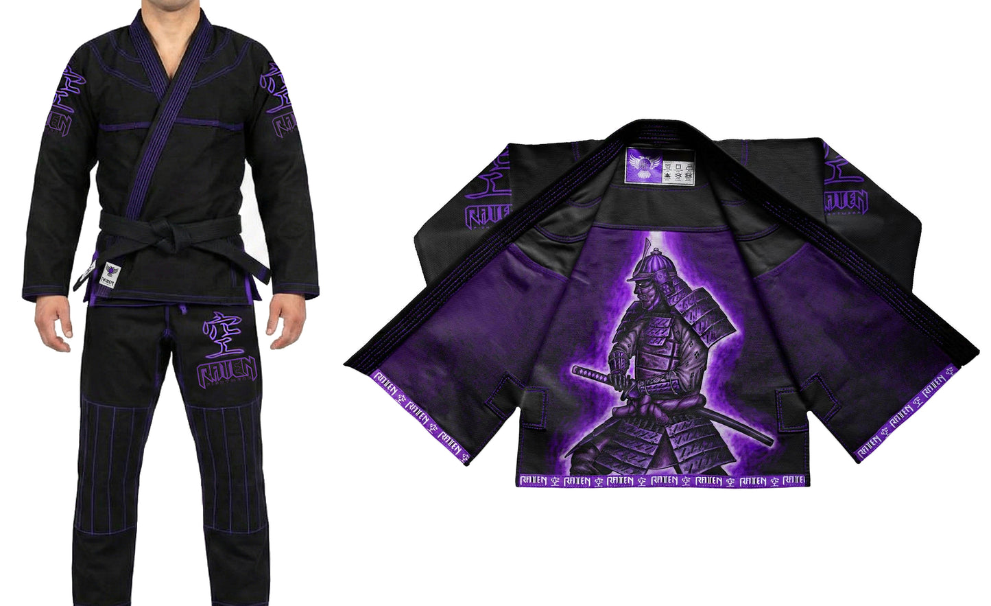 Raven Fightwear Men's Elements Void Samurai Brazilian Jiu Jitsu Uniform Premium BJJ Gi Black