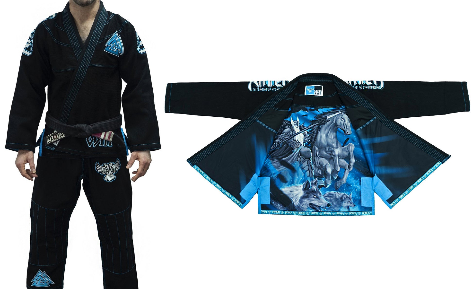 Raven Fightwear Men's Odin Nordic Brazilian Jiu Jitsu Uniform Premium BJJ Gi Black