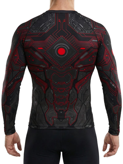 Raven Fightwear Men's Cybernetic V2 BJJ Rash Guard MMA Black/Red