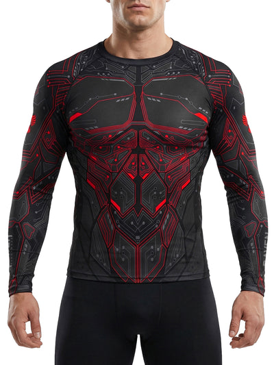 Raven Fightwear Men's Cybernetic V2 BJJ Rash Guard MMA Black/Red