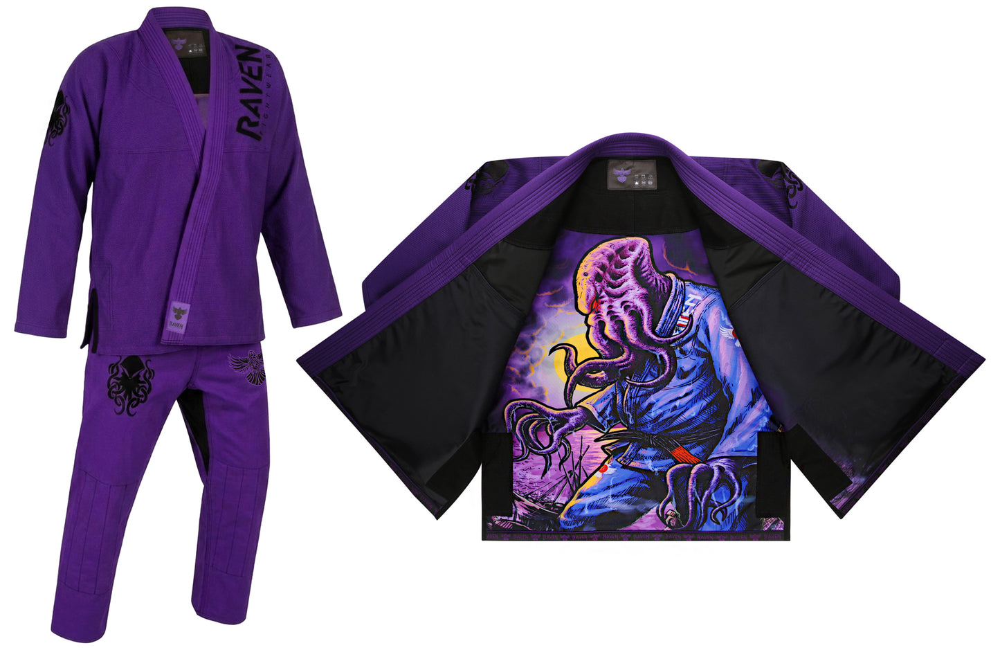 Raven Fightwear Men's BJJ Horror Cthulhu Jiu Jitsu Uniform Premium BJJ Gi Purple