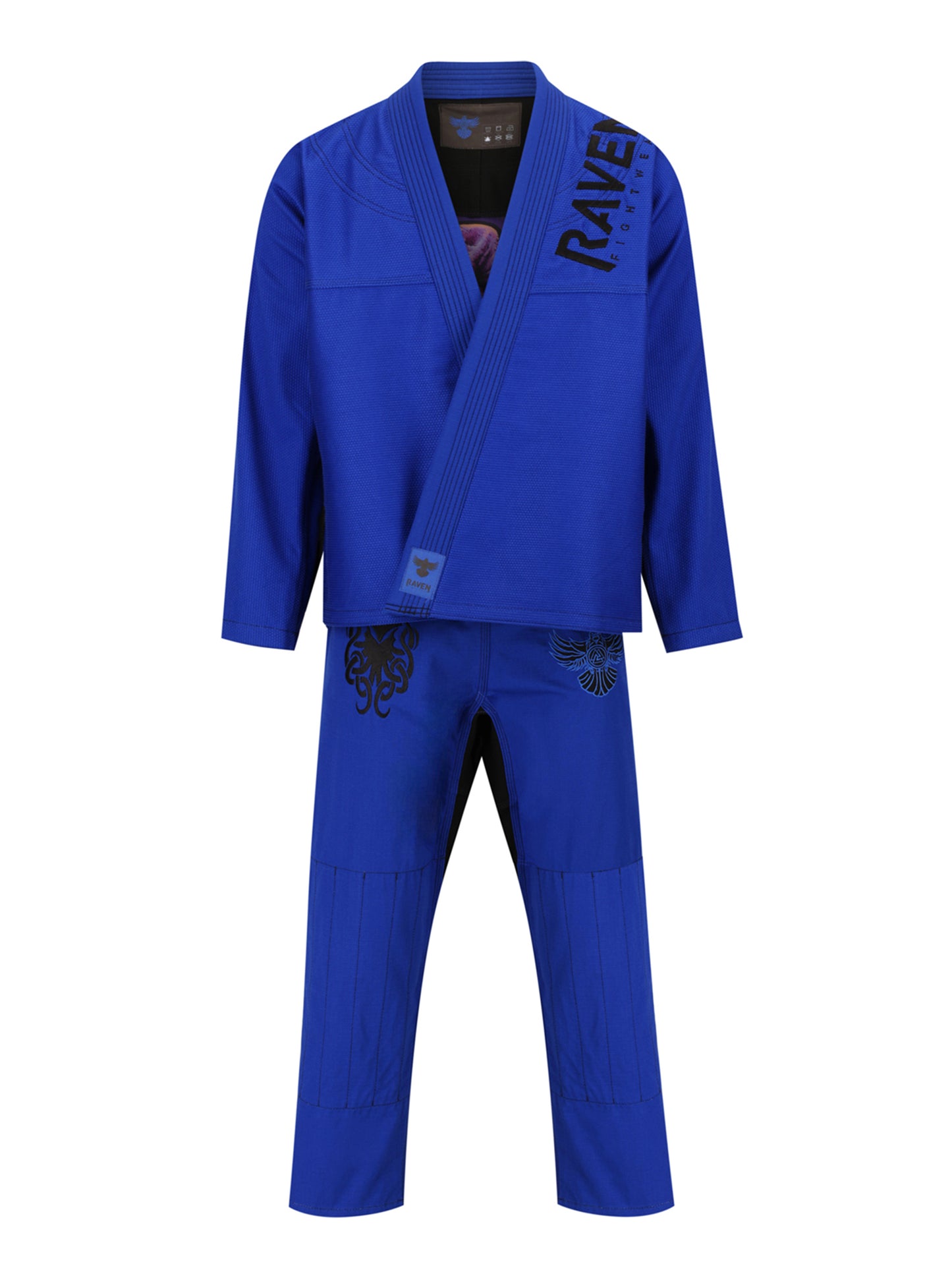 Raven Fightwear Men's BJJ Horror Cthulhu Jiu Jitsu Uniform Premium BJJ Gi Royal Blue