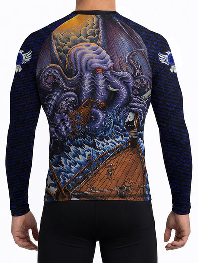 Raven Fightwear Men's Cthulhu BJJ Rash Guard MMA Black/Blue