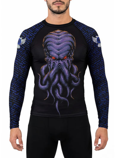 Raven Fightwear Men's Cthulhu BJJ Rash Guard MMA Black/Blue