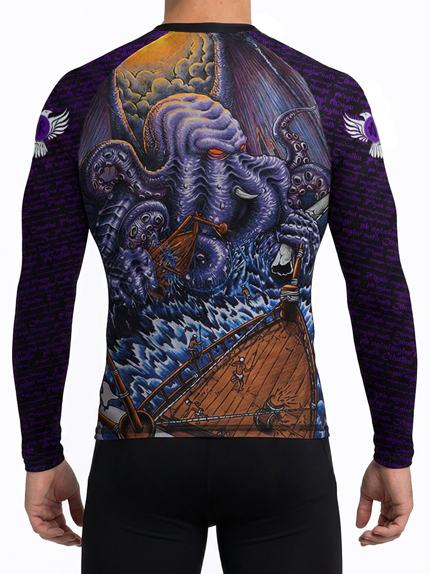 Raven Fightwear Men's Cthulhu BJJ Rash Guard MMA Black/Purple