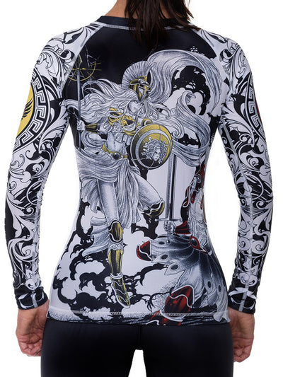 Raven Fightwear Women's Battle of the Gods Athena and Ares Rash Guard MMA BJJ White
