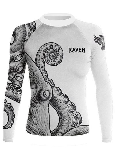 Raven Fightwear Women's Kraken Octopus V2 BJJ Rash Guard MMA White