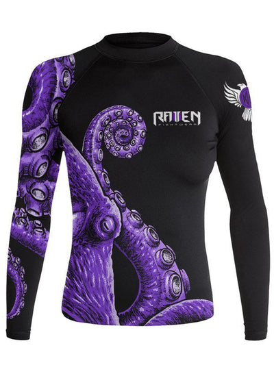 Raven Fightwear Women's Kraken Octopus BJJ Rash Guard MMA Black/Purple
