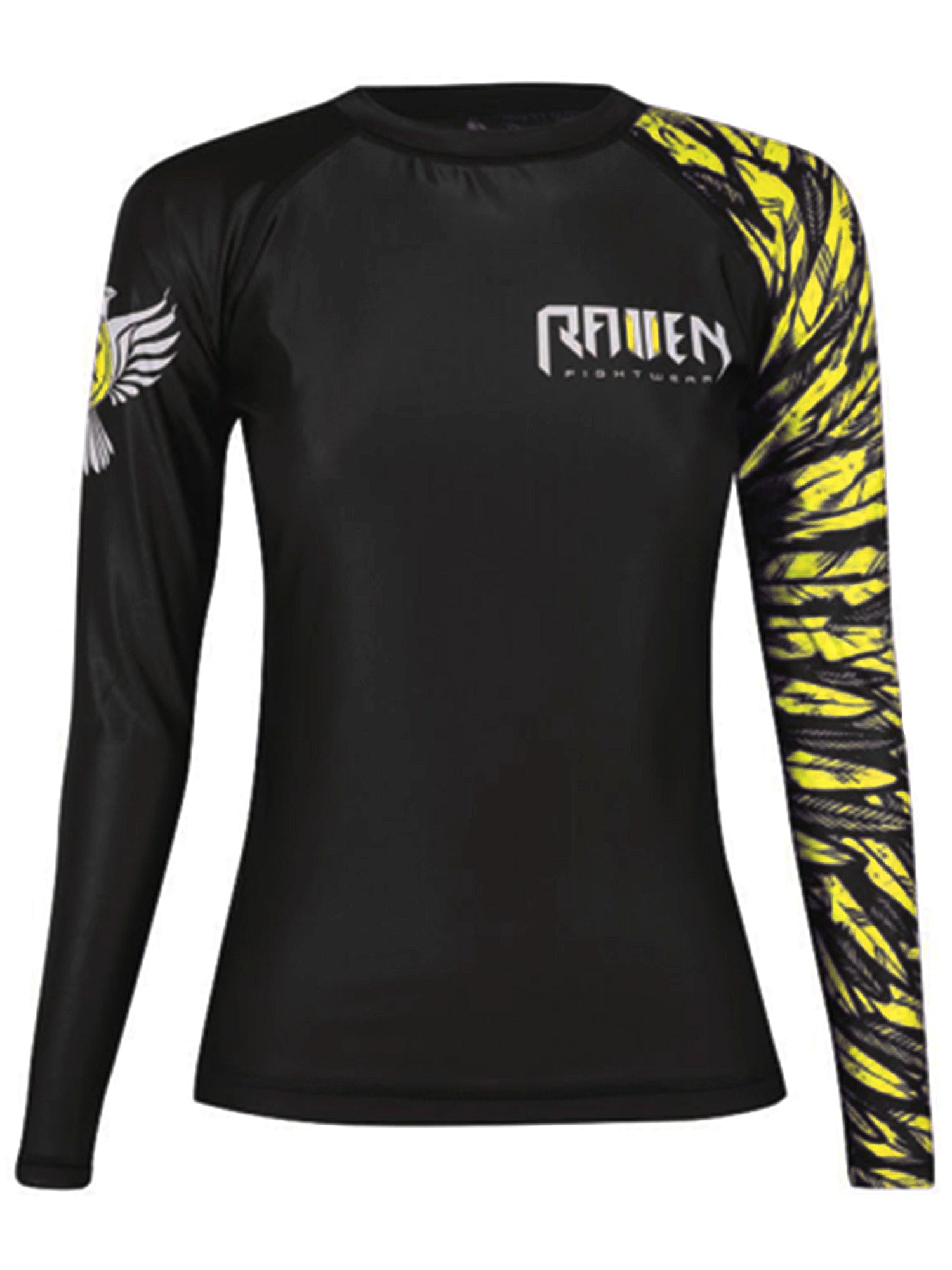 Raven Fightwear Women's Aerial Assault BJJ Rash Guard MMA Black/Yellow