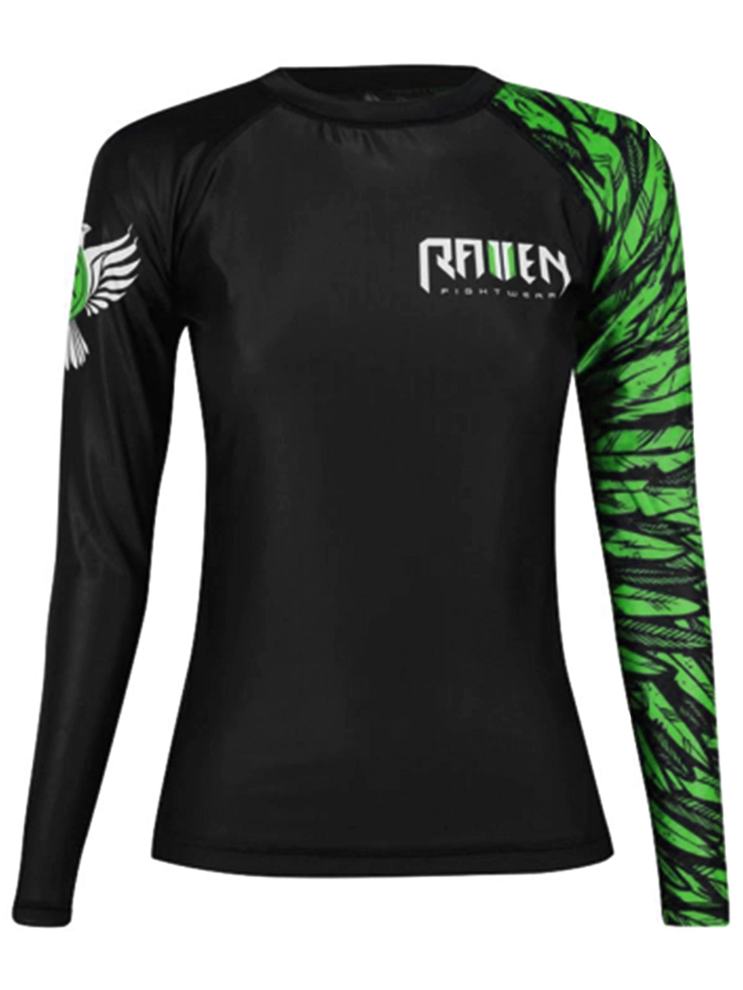 Raven Fightwear Women's Aerial Assault BJJ Rash Guard MMA Black/Green