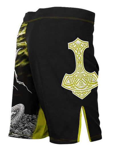 Raven Fightwear Men's Thor Norse MMA Shorts BJJ Black/Yellow