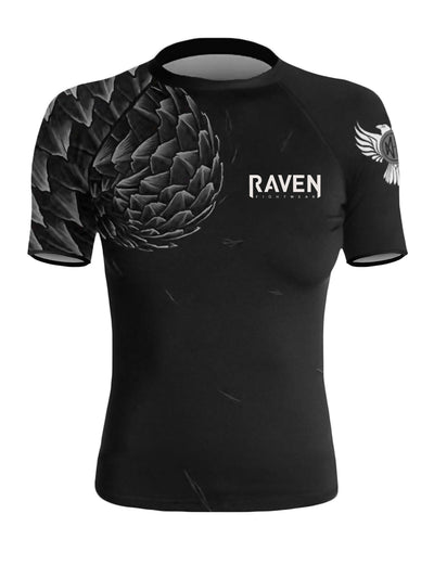Raven Fightwear Women's Power Pangolin BJJ Rash Guard Short Sleeve MMA Black/Black