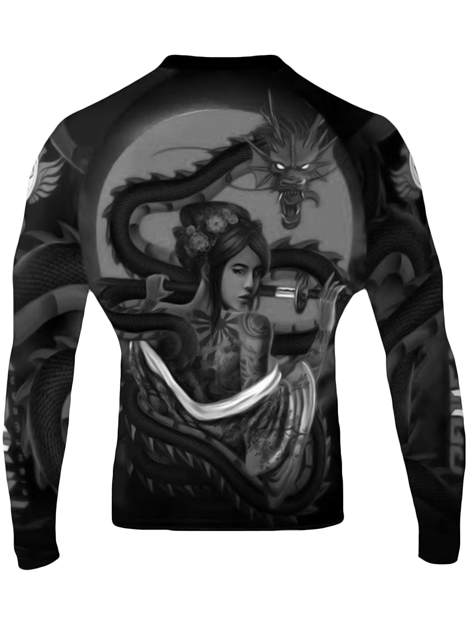 Raven Fightwear Men's The illustrated Geisha Dragon BJJ Rash Guard MMA ...