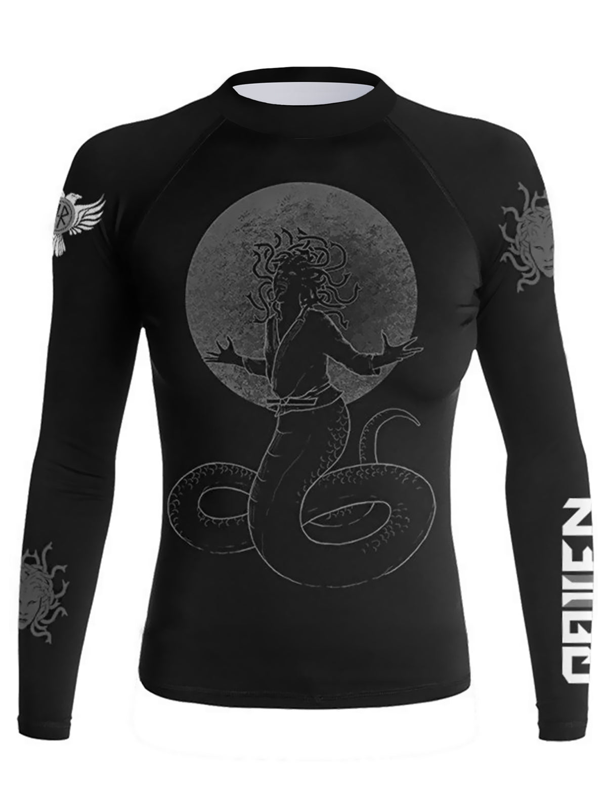 Horror Rash Guards Raven Fightwear Women's BJJ Horror Medusa Rash Guard MMA Black Edition ...