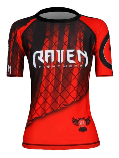 Raven Fightwear Women's The Red Rash Guard Short Sleeve BJJ MMA